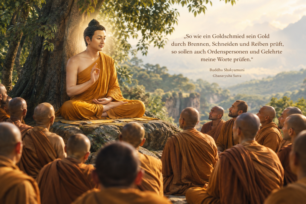 So wie ein Goldschmied sein Gold durch Brennen, Schneiden und Reiben prüft, so sollen auch Ordenspersonen und Gelehrte meine Worte prüfen.
